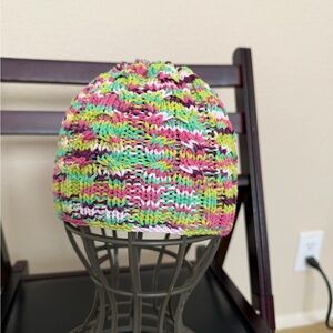 Multicolor Stretch Knit Ponytail Beanie